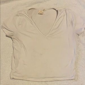 White V Neck Cropped Tee